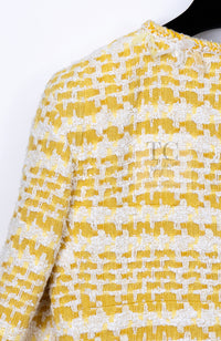 CHANEL 18S Yellow Ivory Cotton Wool Tweed Jacket Skirt Suit 38 シャネル イエロー アイボリー コットン ウール ツイード ジャケット スカート スーツ 即発
