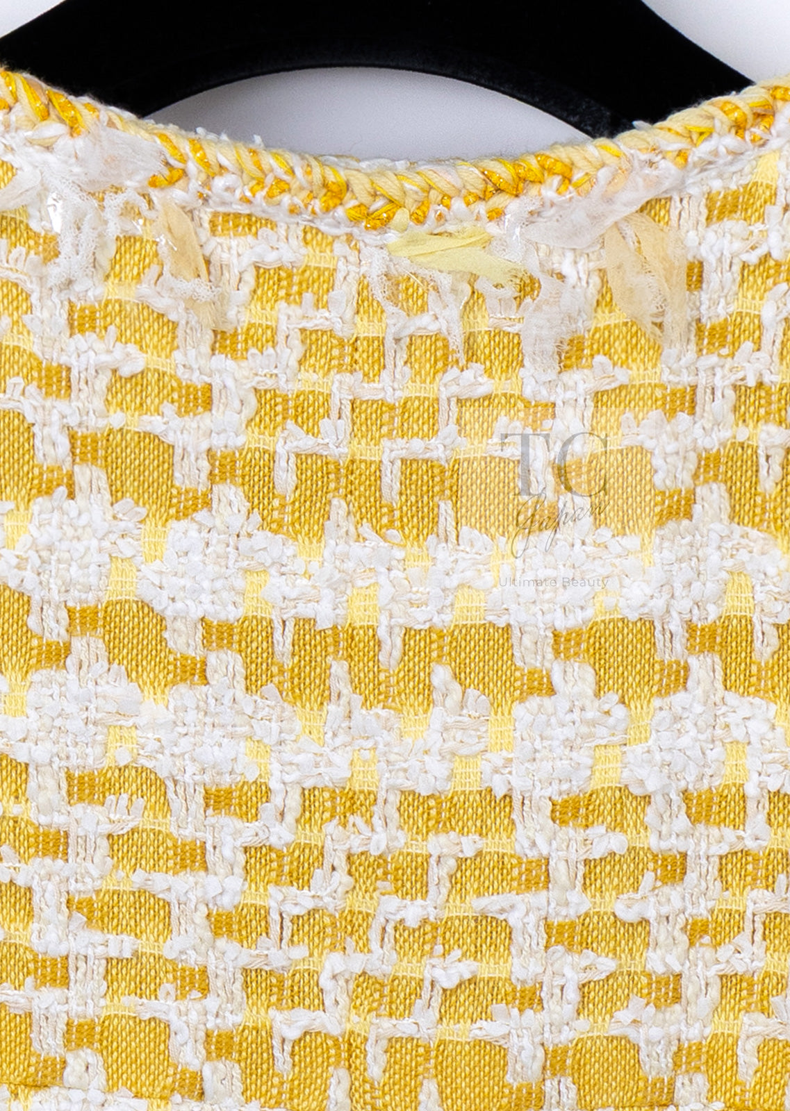 CHANEL 18S Yellow Ivory Cotton Wool Tweed Jacket Skirt Suit 38 シャネル イエロー アイボリー コットン ウール ツイード ジャケット スカート スーツ 即発