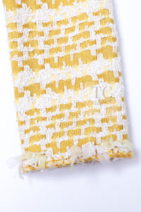 CHANEL 18S Yellow Ivory Cotton Wool Tweed Jacket Skirt Suit 38 シャネル イエロー アイボリー コットン ウール ツイード ジャケット スカート スーツ 即発