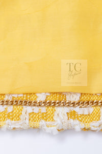 CHANEL 18S Yellow Ivory Cotton Wool Tweed Jacket Skirt Suit 38 シャネル イエロー アイボリー コットン ウール ツイード ジャケット スカート スーツ 即発