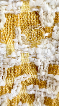 CHANEL 18S Yellow Ivory Cotton Wool Tweed Jacket Skirt Suit 38 シャネル イエロー アイボリー コットン ウール ツイード ジャケット スカート スーツ 即発
