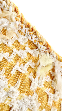CHANEL 18S Yellow Ivory Cotton Wool Tweed Jacket Skirt Suit 38 シャネル イエロー アイボリー コットン ウール ツイード ジャケット スカート スーツ 即発