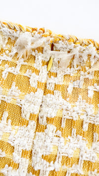 CHANEL 18S Yellow Ivory Cotton Wool Tweed Jacket Skirt Suit 38 シャネル イエロー アイボリー コットン ウール ツイード ジャケット スカート スーツ 即発