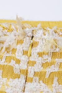 CHANEL 18S Yellow Ivory Cotton Wool Tweed Jacket Skirt Suit 38 シャネル イエロー アイボリー コットン ウール ツイード ジャケット スカート スーツ 即発