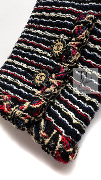 CHANEL 11C Black Border Multi Color Tweed Jacket Dress Setup 42 44 シャネル ブラック マルチカラー ストライプ ボーダー ツイード ジャケット ワンピース セットアップ 即発