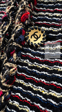 CHANEL 11C Black Border Multi Color Tweed Jacket Dress Setup 42 44 シャネル ブラック マルチカラー ストライプ ボーダー ツイード ジャケット ワンピース セットアップ 即発