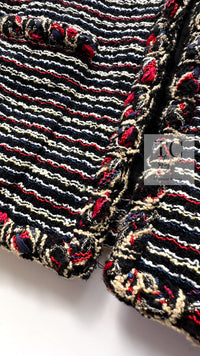 CHANEL 11C Black Border Multi Color Tweed Jacket Dress Setup 42 44 シャネル ブラック マルチカラー ストライプ ボーダー ツイード ジャケット ワンピース セットアップ 即発