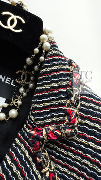 CHANEL 11C Black Border Multi Color Tweed Jacket Dress Setup 42 44 シャネル ブラック マルチカラー ストライプ ボーダー ツイード ジャケット ワンピース セットアップ 即発
