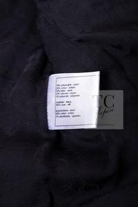 CHANEL 09PF Navy Velvet Satin Tweed Jacket Skirt Suit 40 42 シャネル ネイビー ベルベット サテン ジャケット スカート スーツ 即発