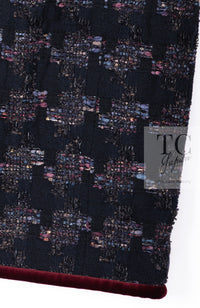 CHANEL 09PF Navy Velvet Satin Tweed Jacket Skirt Suit 40 42 シャネル ネイビー ベルベット サテン ジャケット スカート スーツ 即発