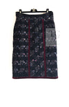 CHANEL 09PF Navy Velvet Satin Tweed Jacket Skirt Suit 40 42 シャネル ネイビー ベルベット サテン ジャケット スカート スーツ 即発