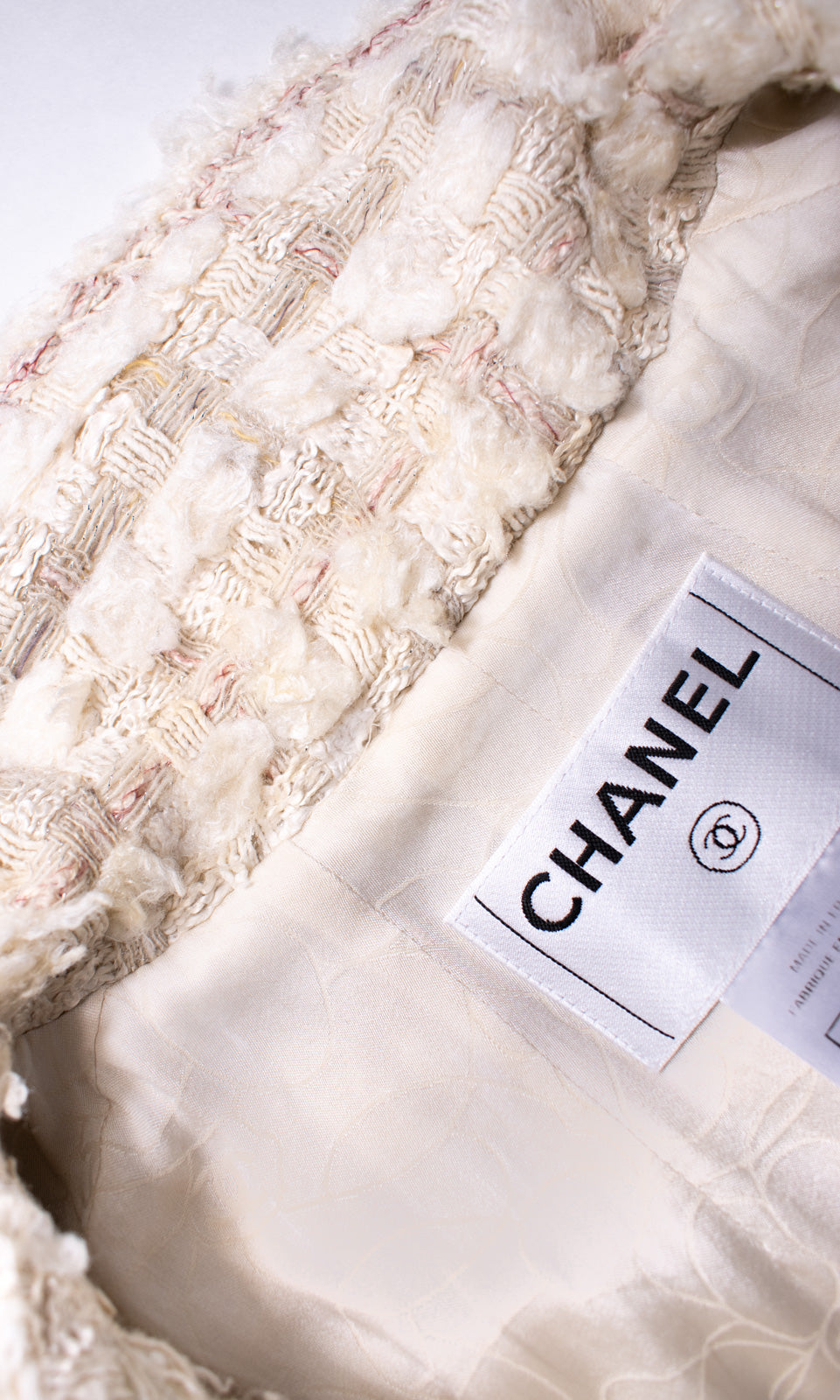 CHANEL 05A Ivory Gray Wool Tweed Jacket 40 シャネル アイボリー グレー ウール ツイード ジャケット モナコ王妃 即発