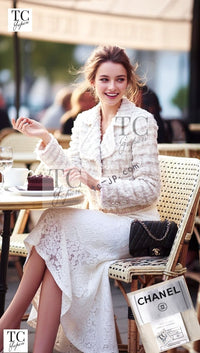 CHANEL 05A Ivory Gray Wool Tweed Jacket 40 シャネル アイボリー グレー ウール ツイード ジャケット モナコ王妃 即発