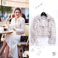 CHANEL 05A Ivory Gray Wool Tweed Jacket 40 シャネル アイボリー グレー ウール ツイード ジャケット モナコ王妃 即発