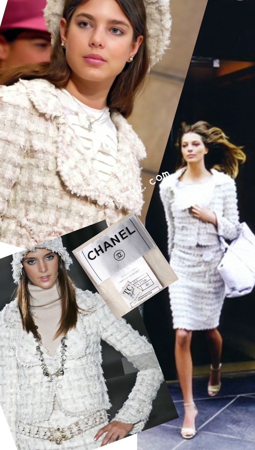 CHANEL 05A Ivory Gray Wool Tweed Jacket 40 シャネル アイボリー グレー ウール ツイード ジャケット モナコ王妃 即発