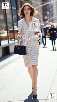 CHANEL 05A Ivory Gray Wool Tweed Jacket 40 シャネル アイボリー グレー ウール ツイード ジャケット モナコ王妃 即発 - TC JAPAN