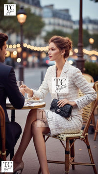 CHANEL 05A Ivory Gray Wool Tweed Jacket 40 シャネル アイボリー グレー ウール ツイード ジャケット モナコ王妃 即発 - TC JAPAN