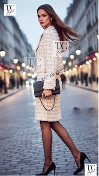 CHANEL 05A Ivory Gray Wool Tweed Jacket 40 シャネル アイボリー グレー ウール ツイード ジャケット モナコ王妃 即発 - TC JAPAN