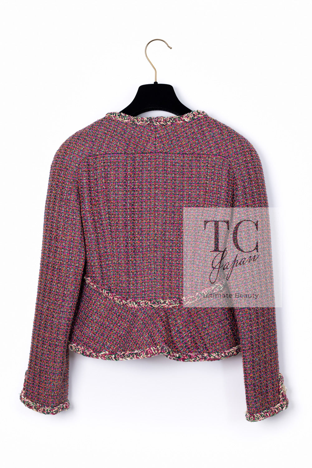 シャネル セットアップ CHANELピンク メタリック ツイード ジャケット