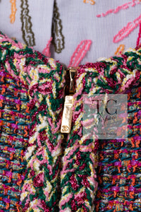 CHANEL 19PS Pink Metallic Tweed Jacket & Pants Set Up Pearl Logo Buttons 34 36 シャネル ピンク メタリック ツイード ジャケット パンツ セットアップ パール ロゴボタン 即発