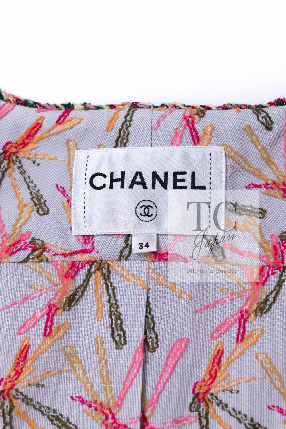 シャネル セットアップ CHANELピンク メタリック ツイード ジャケット