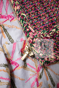 CHANEL 19PS Pink Metallic Tweed Jacket & Pants Set Up Pearl Logo Buttons 34 36 シャネル ピンク メタリック ツイード ジャケット パンツ セットアップ パール ロゴボタン 即発