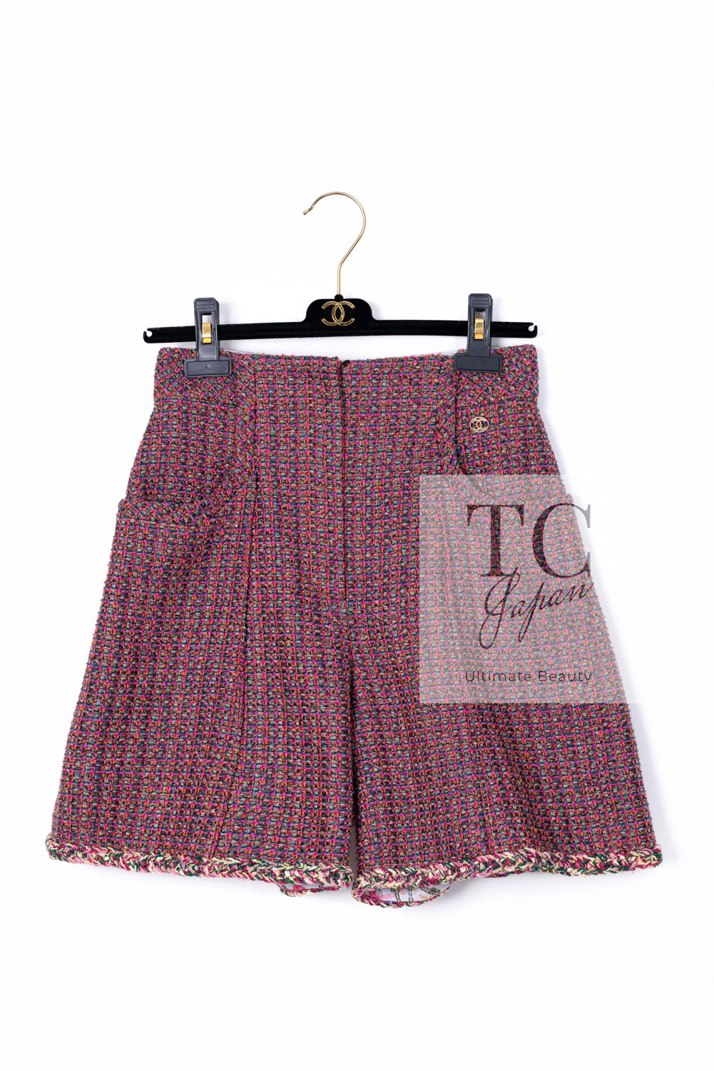 CHANEL 19PS Pink Metallic Tweed Jacket & Pants Set Up Pearl Logo Buttons 34 36 シャネル ピンク メタリック ツイード ジャケット パンツ セットアップ パール ロゴボタン 即発