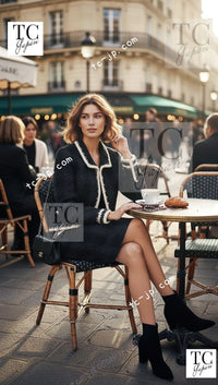 CHANEL 06PF Black Ivory Trim Boucle Wool Tweed Jacket 38 シャネル ブラック アイボリー トリミング ブークレ ウール ツイード ジャケット 即発