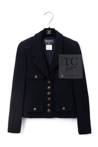 CHANEL 95A Vintage Black CC Buttons Wool Tweed Jacket Skirt Suit 38 シャネル ヴィンテージ ブラック ココボタン ウール ツイード ジャケット スカート スーツ 即発