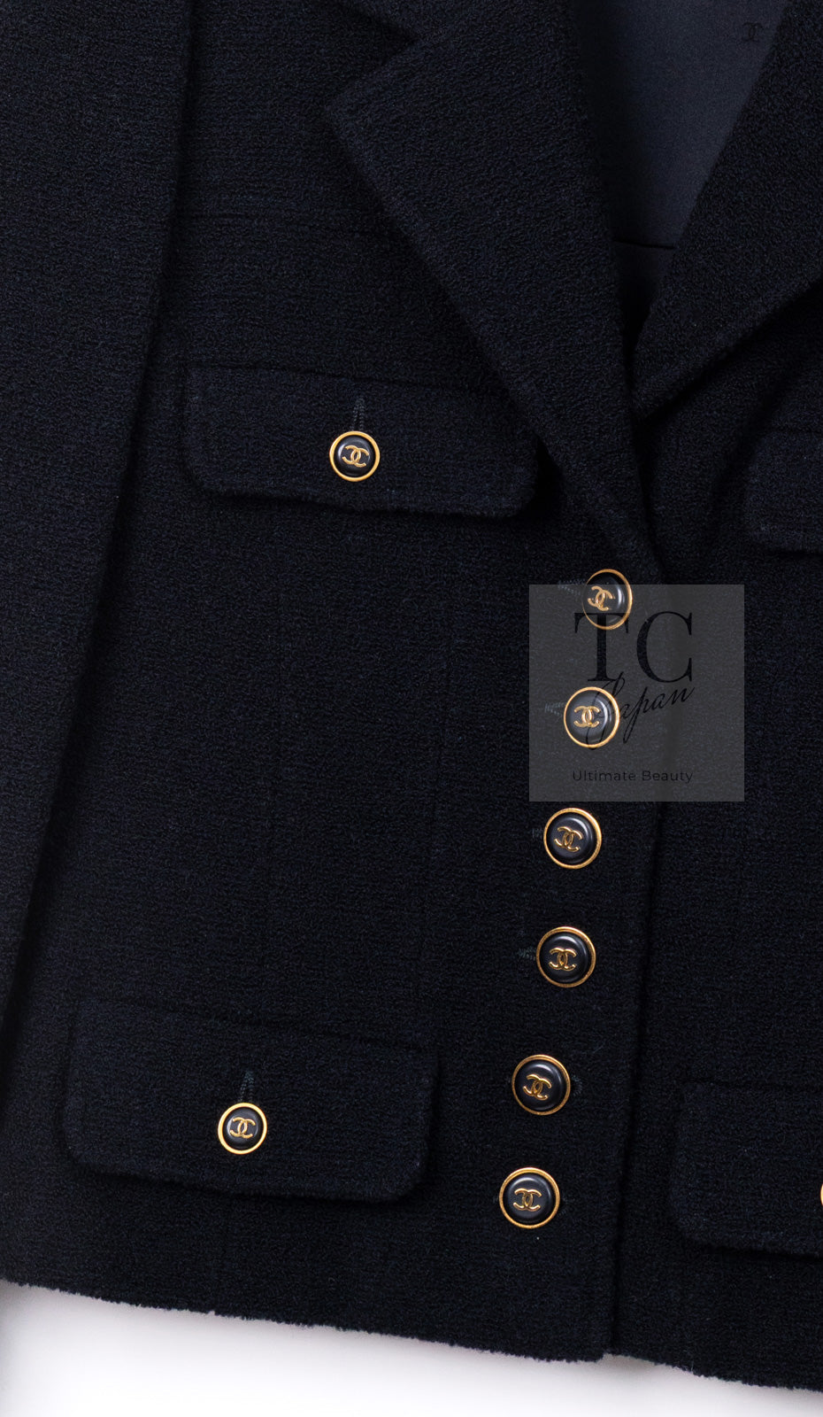 CHANEL 95A Vintage Black CC Buttons Wool Tweed Jacket Skirt Suit 38 シャネル ヴィンテージ ブラック ココボタン ウール ツイード ジャケット スカート スーツ 即発