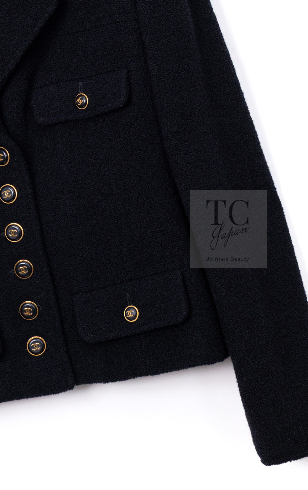 CHANEL 95A Vintage Black CC Buttons Wool Tweed Jacket Skirt Suit 38 シャネル ヴィンテージ ブラック ココボタン ウール ツイード ジャケット スカート スーツ 即発