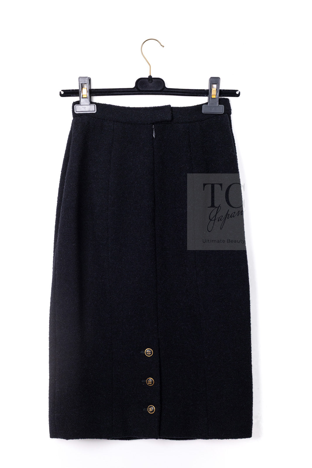CHANEL 95A Vintage Black CC Buttons Wool Tweed Jacket Skirt Suit 38 シャネル ヴィンテージ ブラック ココボタン ウール ツイード ジャケット スカート スーツ 即発