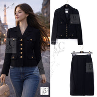 CHANEL 95A Vintage Black CC Buttons Wool Tweed Jacket Skirt Suit 38 シャネル ヴィンテージ ブラック ココボタン ウール ツイード ジャケット スカート スーツ 即発