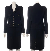 CHANEL 95A Vintage Black CC Buttons Wool Tweed Jacket Skirt Suit 38 シャネル ヴィンテージ ブラック ココボタン ウール ツイード ジャケット スカート スーツ 即発