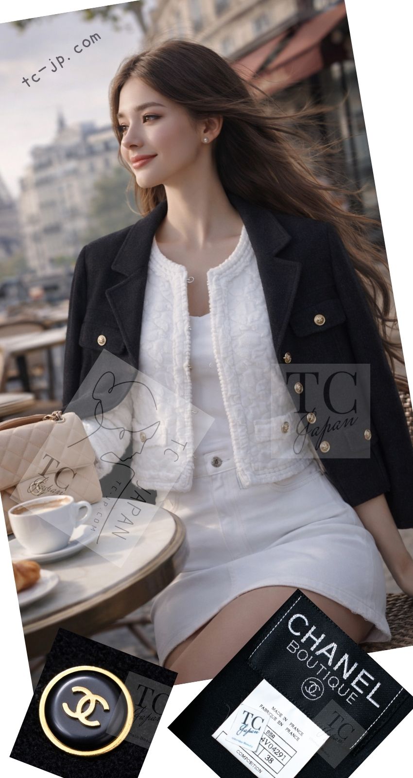 CHANEL 95A Vintage Black CC Buttons Wool Tweed Jacket Skirt Suit 38 シャネル ヴィンテージ ブラック ココボタン ウール ツイード ジャケット スカート スーツ 即発