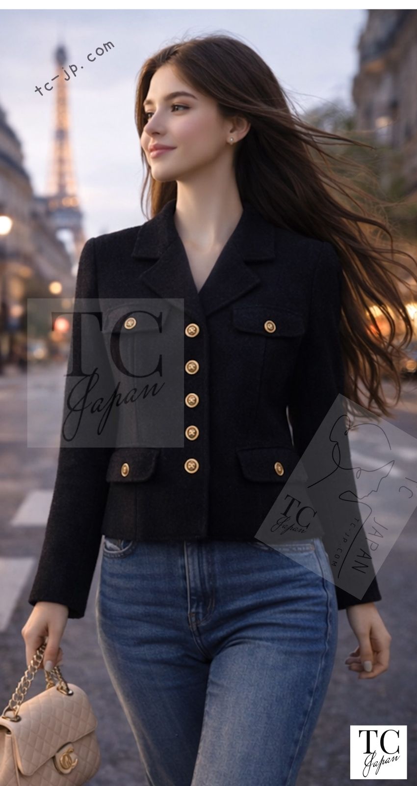 CHANEL 95A Vintage Black CC Buttons Wool Tweed Jacket Skirt Suit 38 シャネル ヴィンテージ ブラック ココボタン ウール ツイード ジャケット スカート スーツ 即発