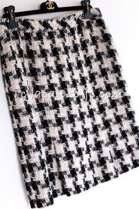 CHANEL 04PF Ivory Beige Bow Ribbon Jacket Skirt Suit 38 42 シャネル アイボリー ベージュ リボン ツイード ジャケット スカート スーツ 即発