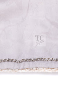 シャネル ジャケット スーツ CHANEL 14S グレー クリーム ダブル ツイード スカート 34 36