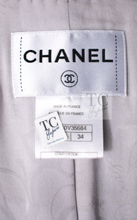 シャネル ジャケット スーツ CHANEL 14S グレー クリーム ダブル ツイード スカート 34 36