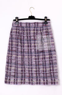 CHANEL 05A Purple Lavender Wool Soft Lesage Tweed Jacket Skirt Suit 38 40 42 シャネル パープル ラベンダー ソフト ウール ルサージュ ツイード ジャケット スカート スーツ 即発