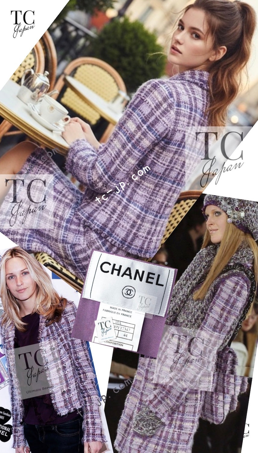 CHANEL 05A Purple Lavender Wool Soft Lesage Tweed Jacket Skirt Suit 38 40 42 シャネル パープル ラベンダー ソフト ウール ルサージュ ツイード ジャケット スカート スーツ 即発