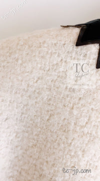 CHANEL 15PF Ivory Wool Mohair Leather Trim Jacket Skirt Suit 34 36 シャネル アイボリー ウール モヘア レザートリム ジャケット スカート スーツ 即発 - TC JAPAN