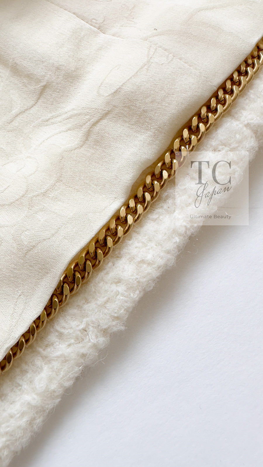 CHANEL 15PF Ivory Wool Mohair Leather Trim Jacket Skirt Suit 34 36 シャネル アイボリー ウール モヘア レザートリム ジャケット スカート スーツ 即発 - TC JAPAN