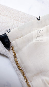 CHANEL 15PF Ivory Wool Mohair Leather Trim Jacket Skirt Suit 34 36 シャネル アイボリー ウール モヘア レザートリム ジャケット スカート スーツ 即発 - TC JAPAN