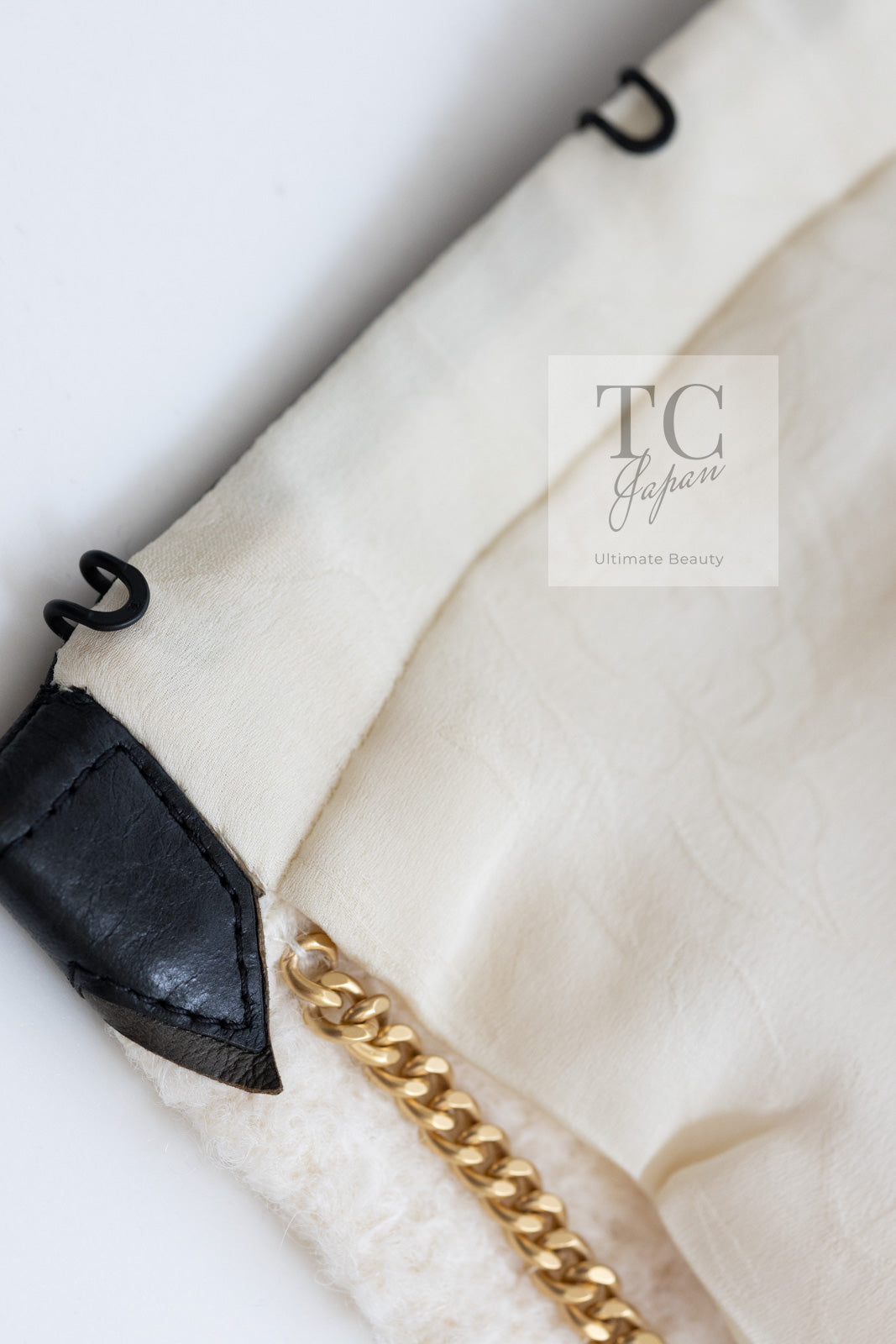 CHANEL 15PF Ivory Wool Mohair Leather Trim Jacket Skirt Suit 34 36 シャネル アイボリー ウール モヘア レザートリム ジャケット スカート スーツ 即発
