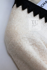 CHANEL 15PF Ivory Wool Mohair Leather Trim Jacket Skirt Suit 34 36 シャネル アイボリー ウール モヘア レザートリム ジャケット スカート スーツ 即発