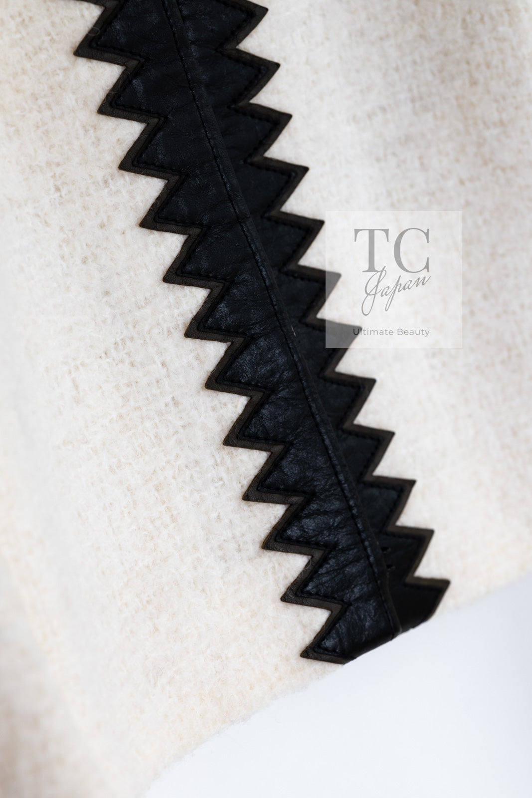 CHANEL 15PF Ivory Wool Mohair Leather Trim Jacket Skirt Suit 34 36 シャネル アイボリー ウール モヘア レザートリム ジャケット スカート スーツ 即発