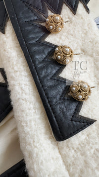 CHANEL 15PF Ivory Wool Mohair Leather Trim Jacket Skirt Suit 34 36 シャネル アイボリー ウール モヘア レザートリム ジャケット スカート スーツ 即発