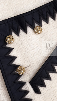 CHANEL 15PF Ivory Wool Mohair Leather Trim Jacket Skirt Suit 34 36 シャネル アイボリー ウール モヘア レザートリム ジャケット スカート スーツ 即発 - TC JAPAN
