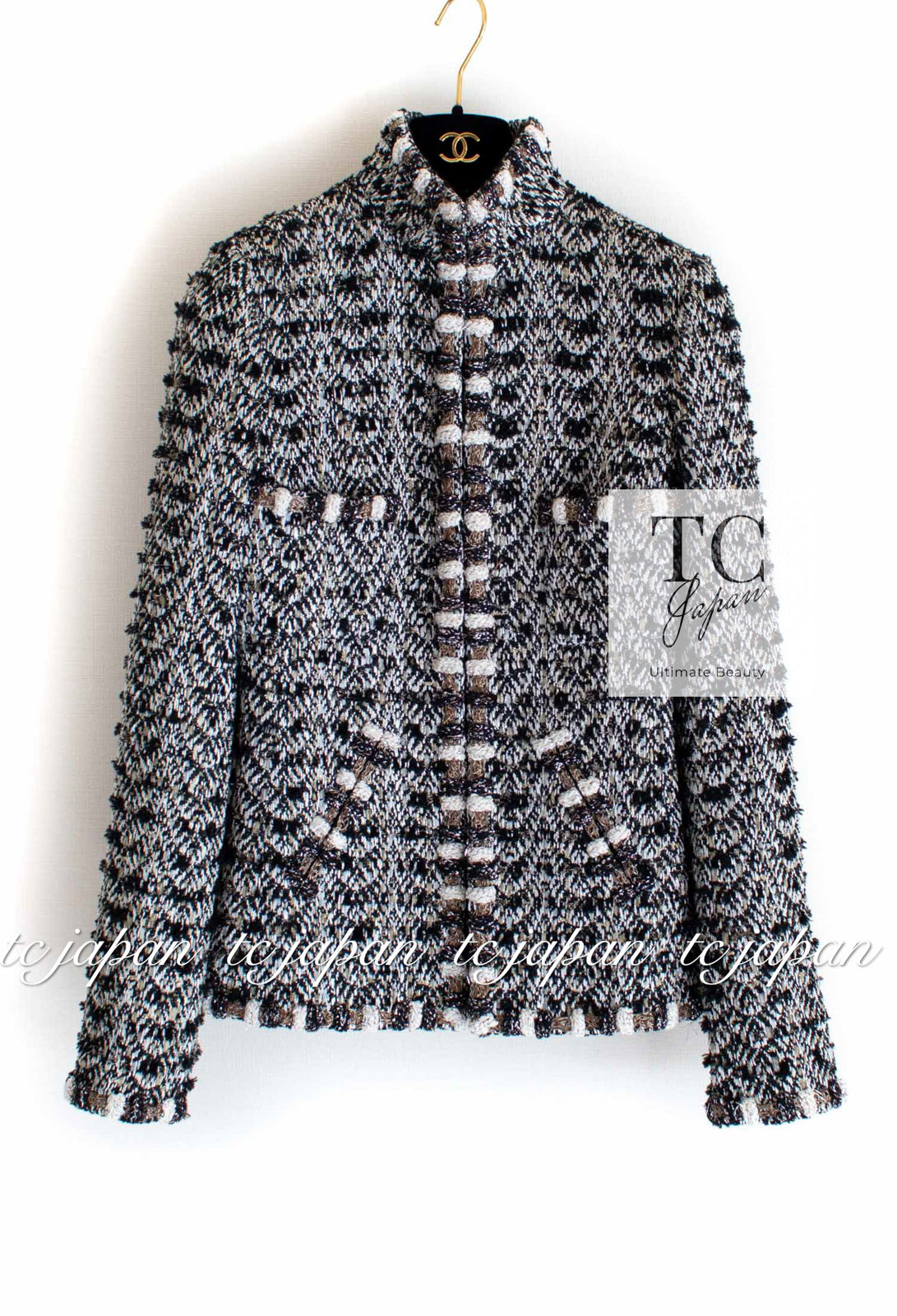 CHANEL 12PF Brown Black Metallic Tweed Jacket Skirt Suit 36 シャネル ブラウン ブラック メタリック ツイード ジャケット スカート スーツ 即発 - TC JAPAN